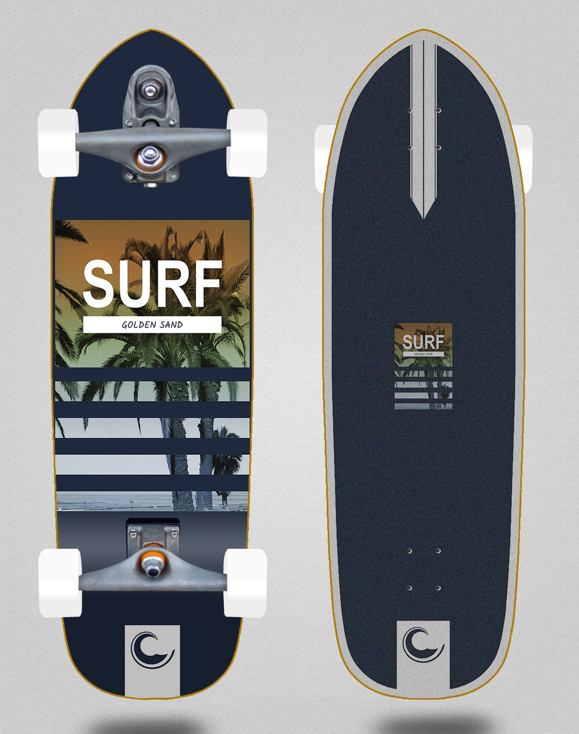 Golden Sand surfskate T12 trucks - Surf Spot blue 33.5 hill