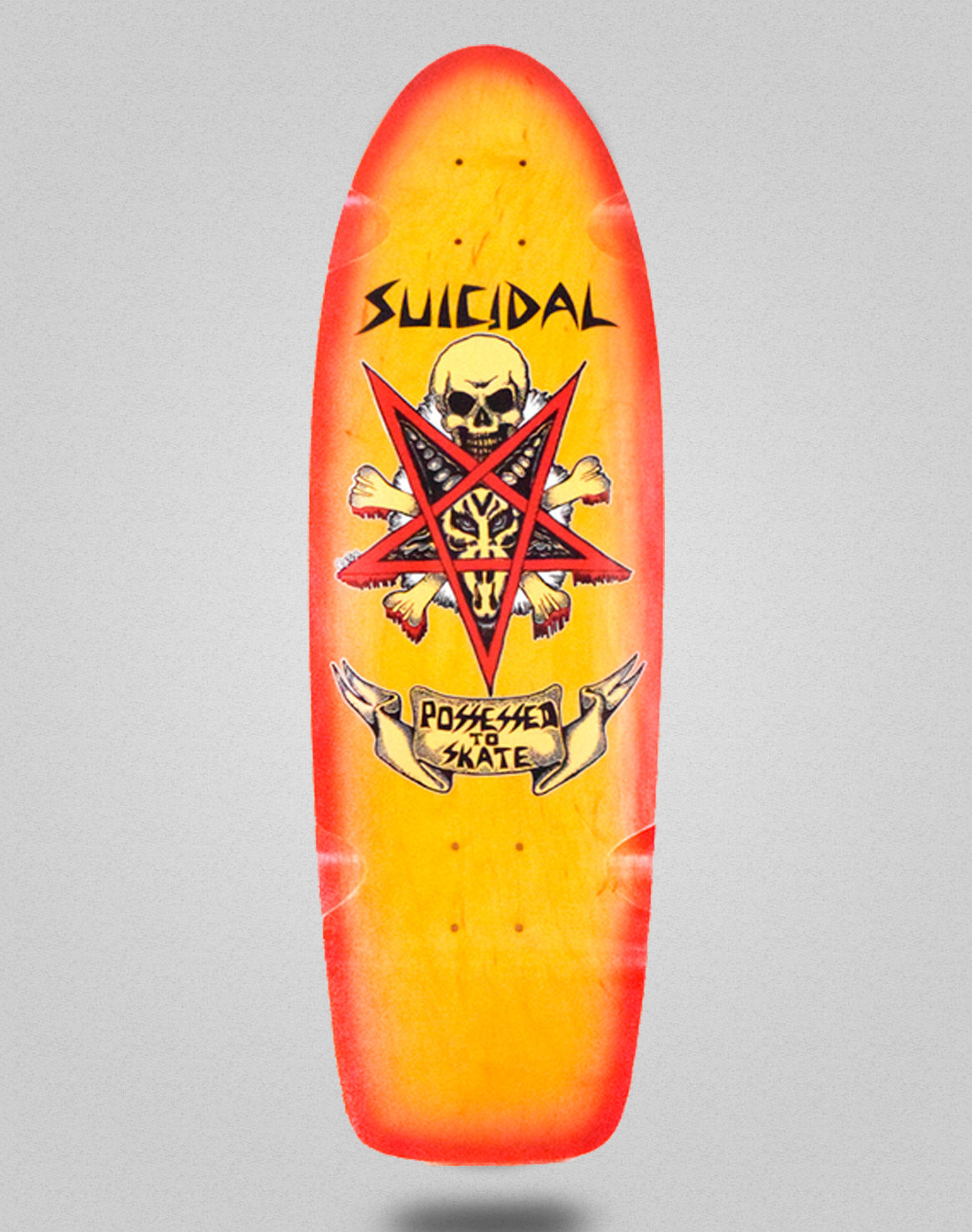 Suicidal Skates Possessed to Skate 70s Classic Deck 9" x 30" yellow red fade
