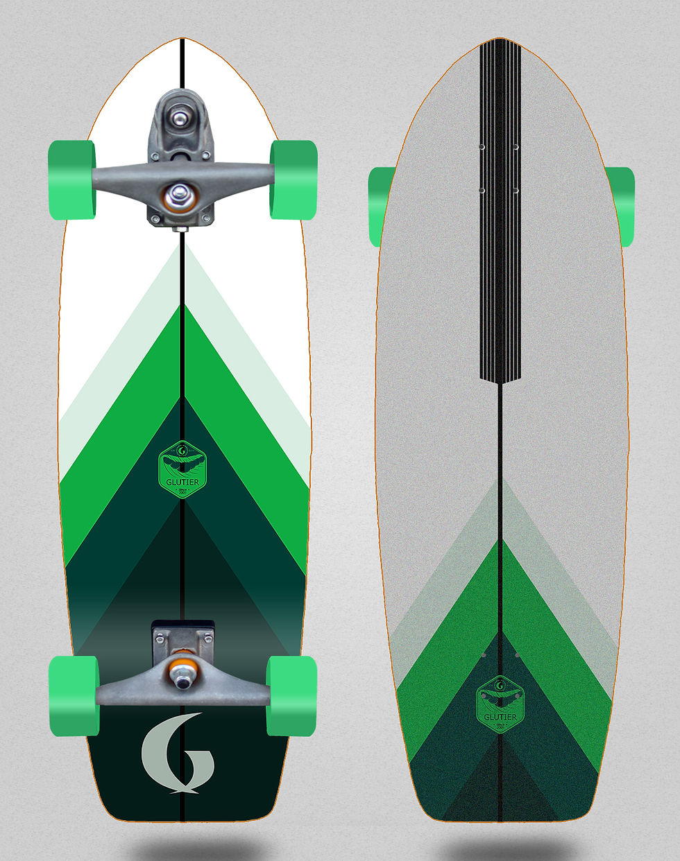 Thumbnail: Glutier surfskate : Green style 30 Fat tail