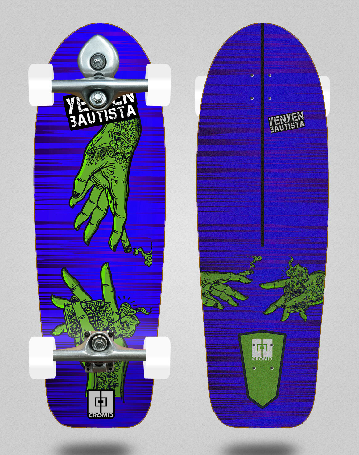 Cromic surfskate BURI trucks - Yenyen hands blue green 30,5