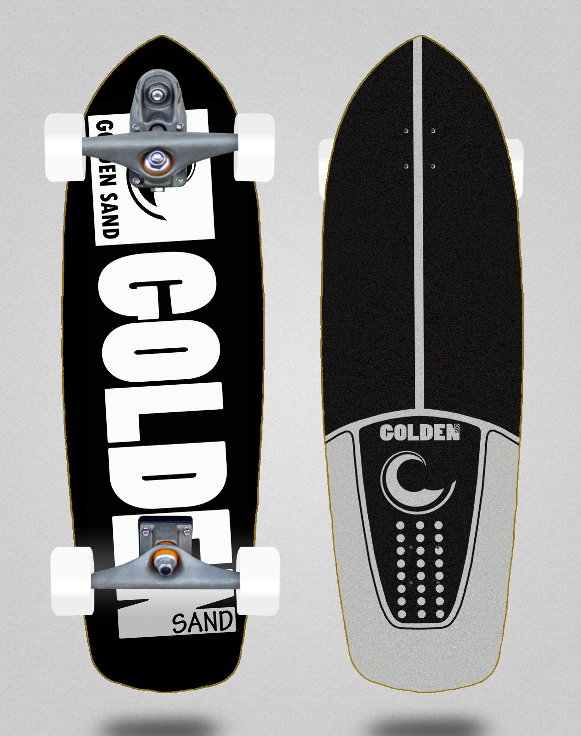 Golden Sand surfskate T12 trucks Degraded bk white 34