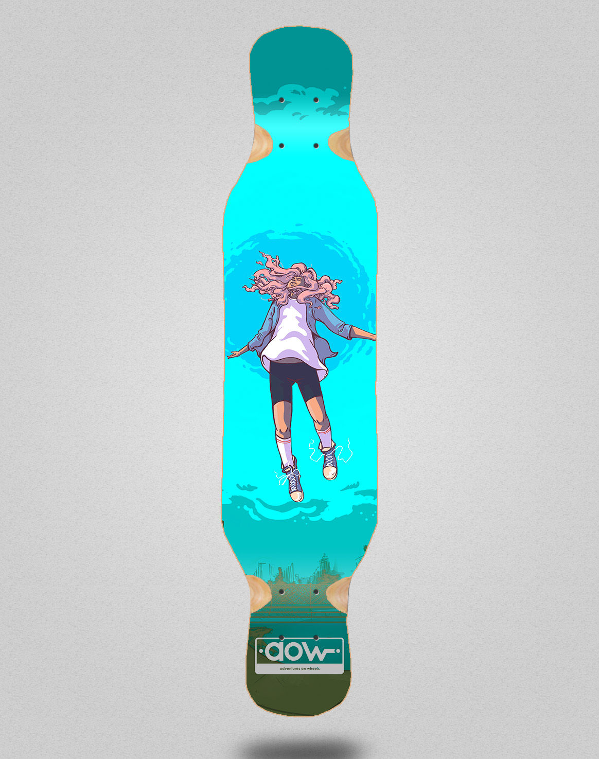 Aow Floating blue longboard deck 46x10