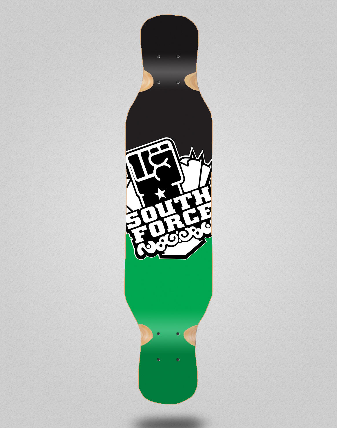 South force Logo black green longboard deck 46x10