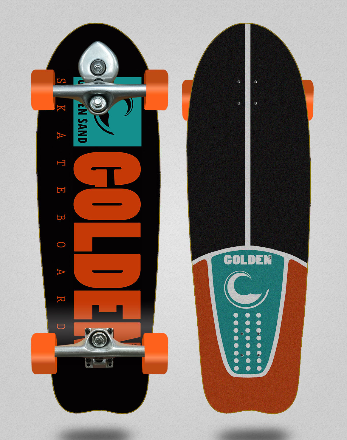 Golden Sand surfskate BURI trucks - Icon turquoise 31 fish