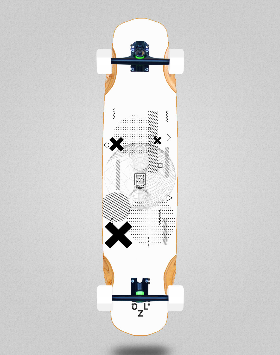 Holz Layers white longboard complete 38x8.45