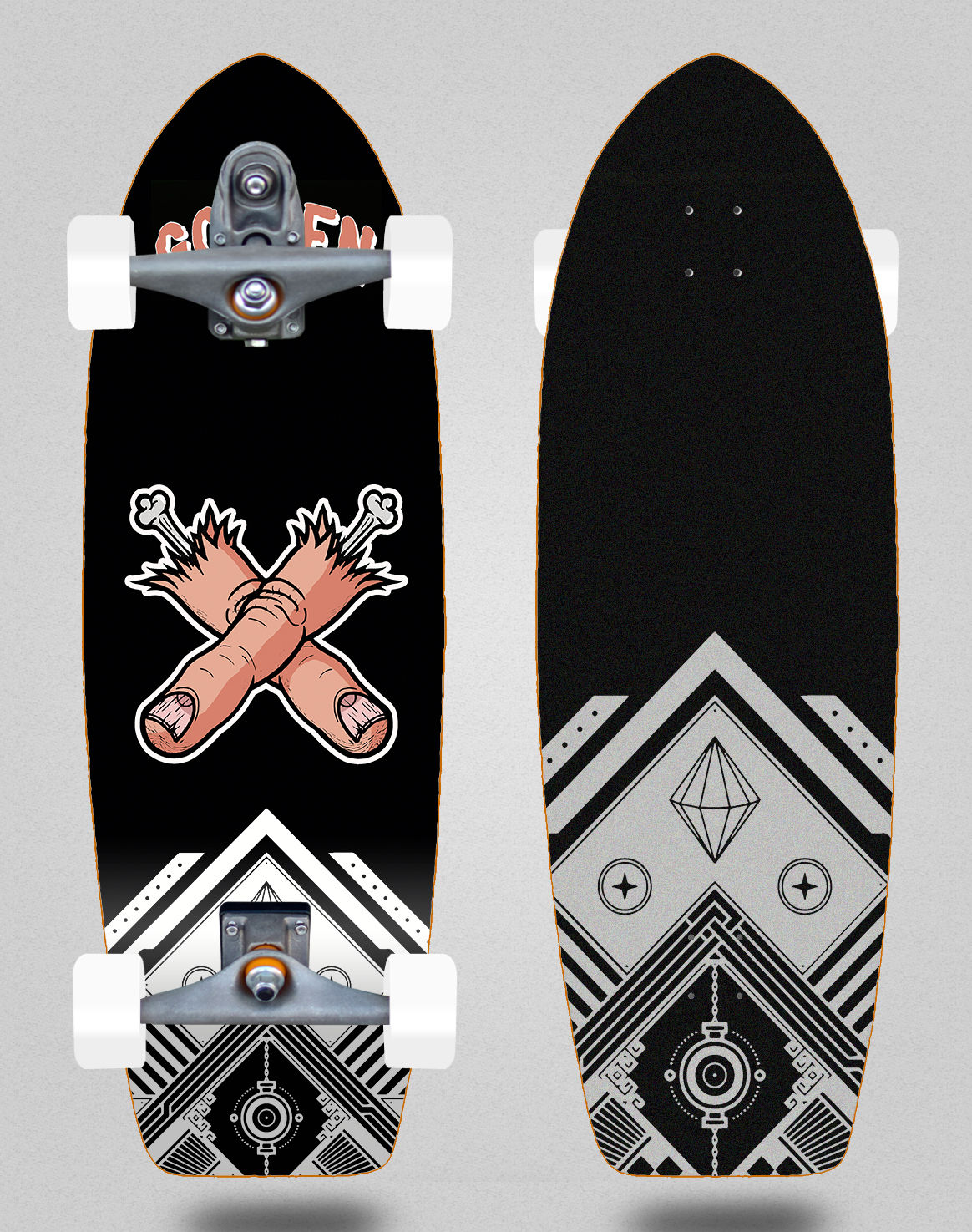 Golden Sand surfskate T12 trucks Fingers 29