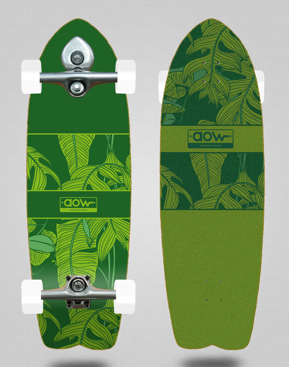 Aow surfskate BURI trucks - Blue tropic green 29 fish