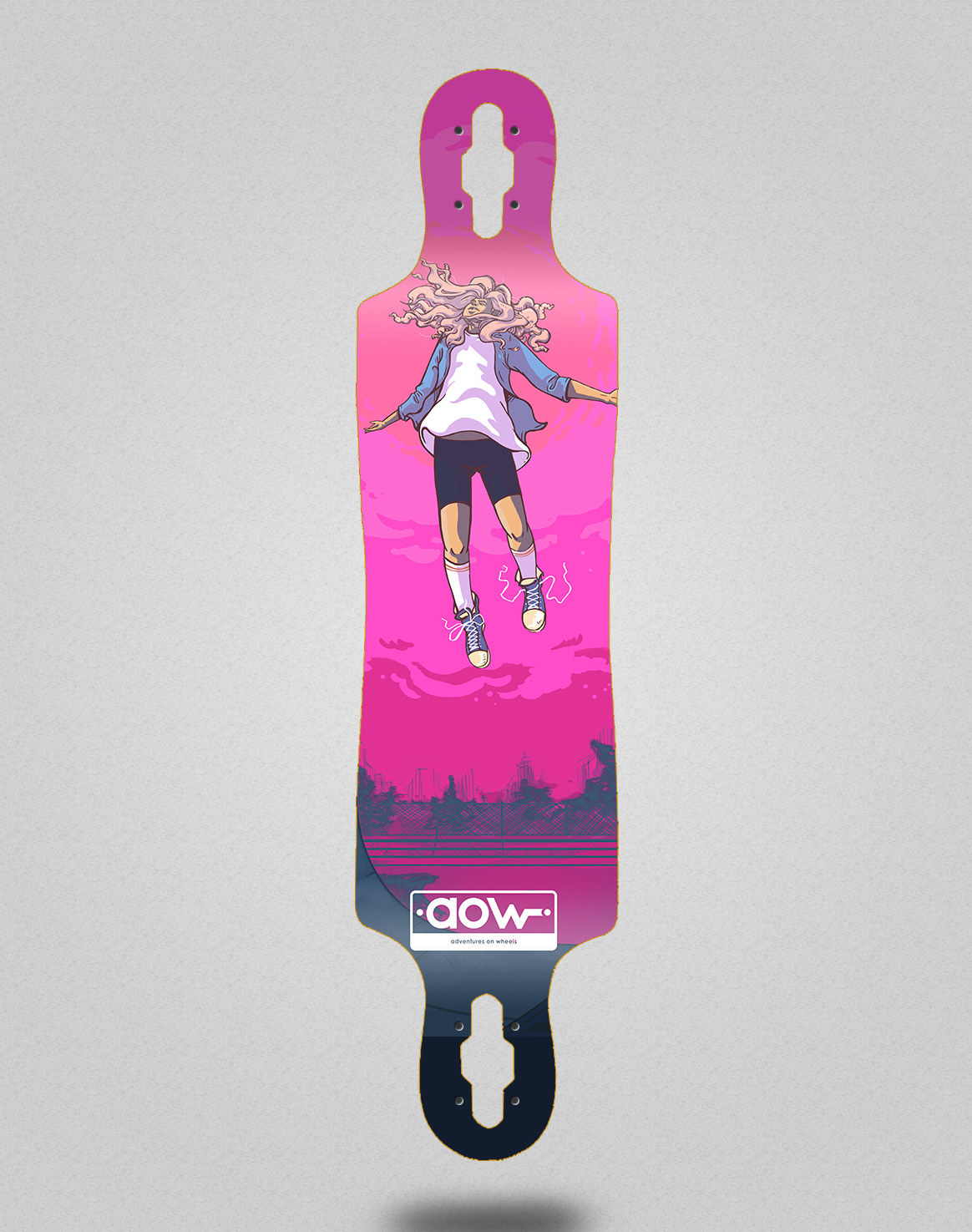 Aow Floating pink longboard deck 40x9