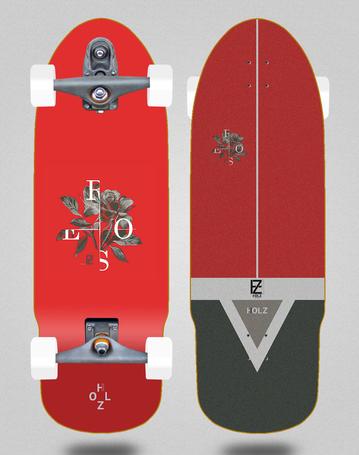 Holz surfskate T12 trucks - Rose red 32 bullet