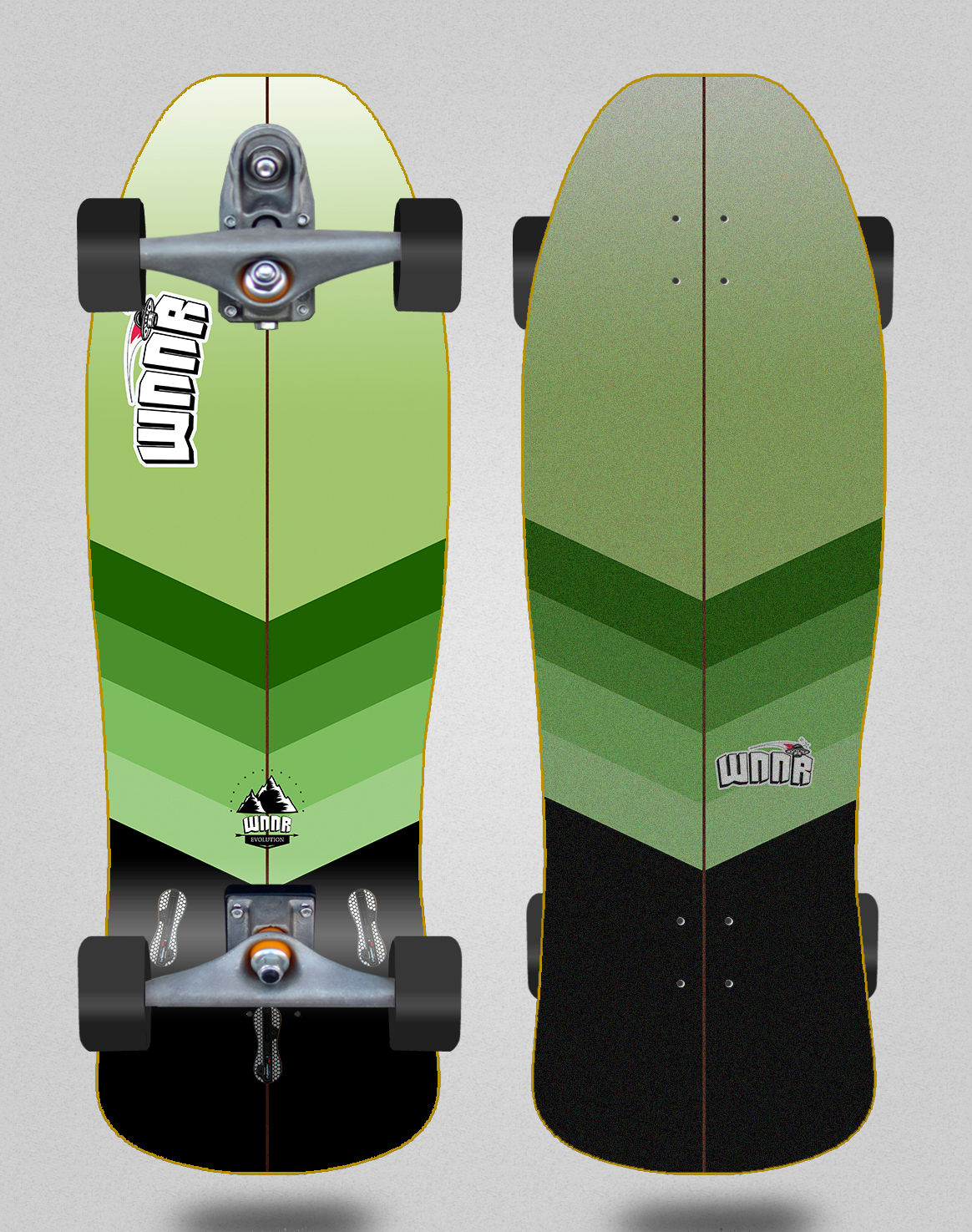 Wnnr surfskate T12 trucks Nothern Lights Nuke 9.375x31,5