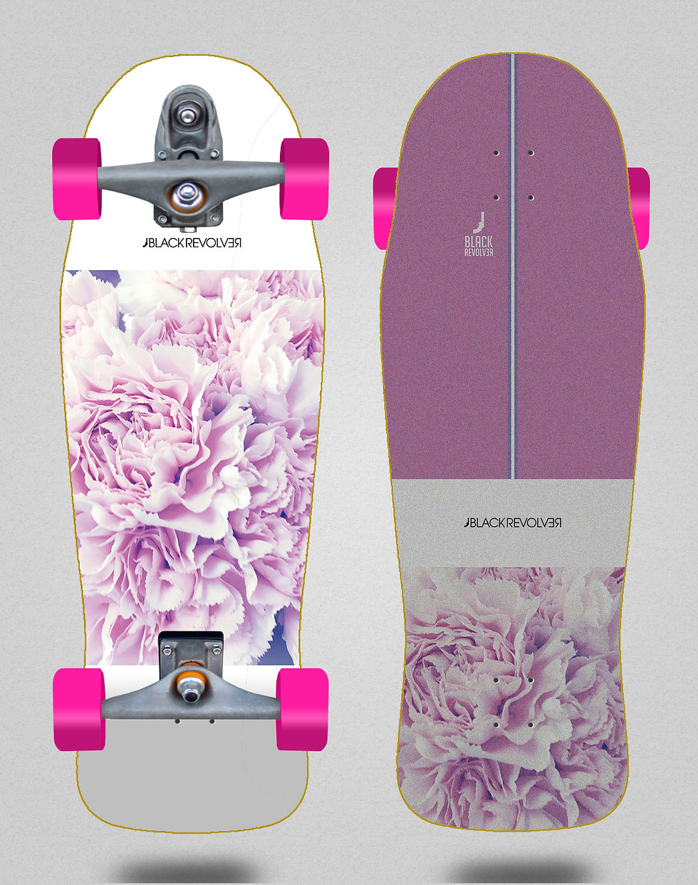 Miniatura: Black Revolver surfskate T12 trucks Beautiful Death Dangerous love 34x30.54 Owsk