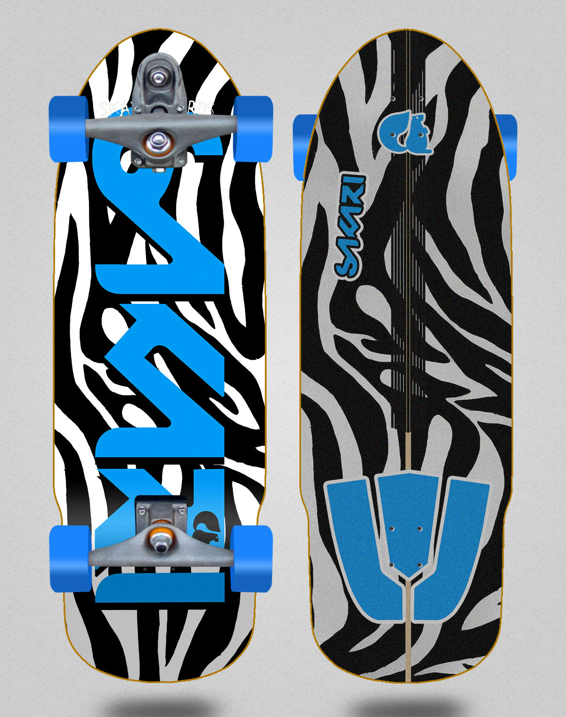 Sakari surfskate T12 trucks - Zebra blue 32 bullet
