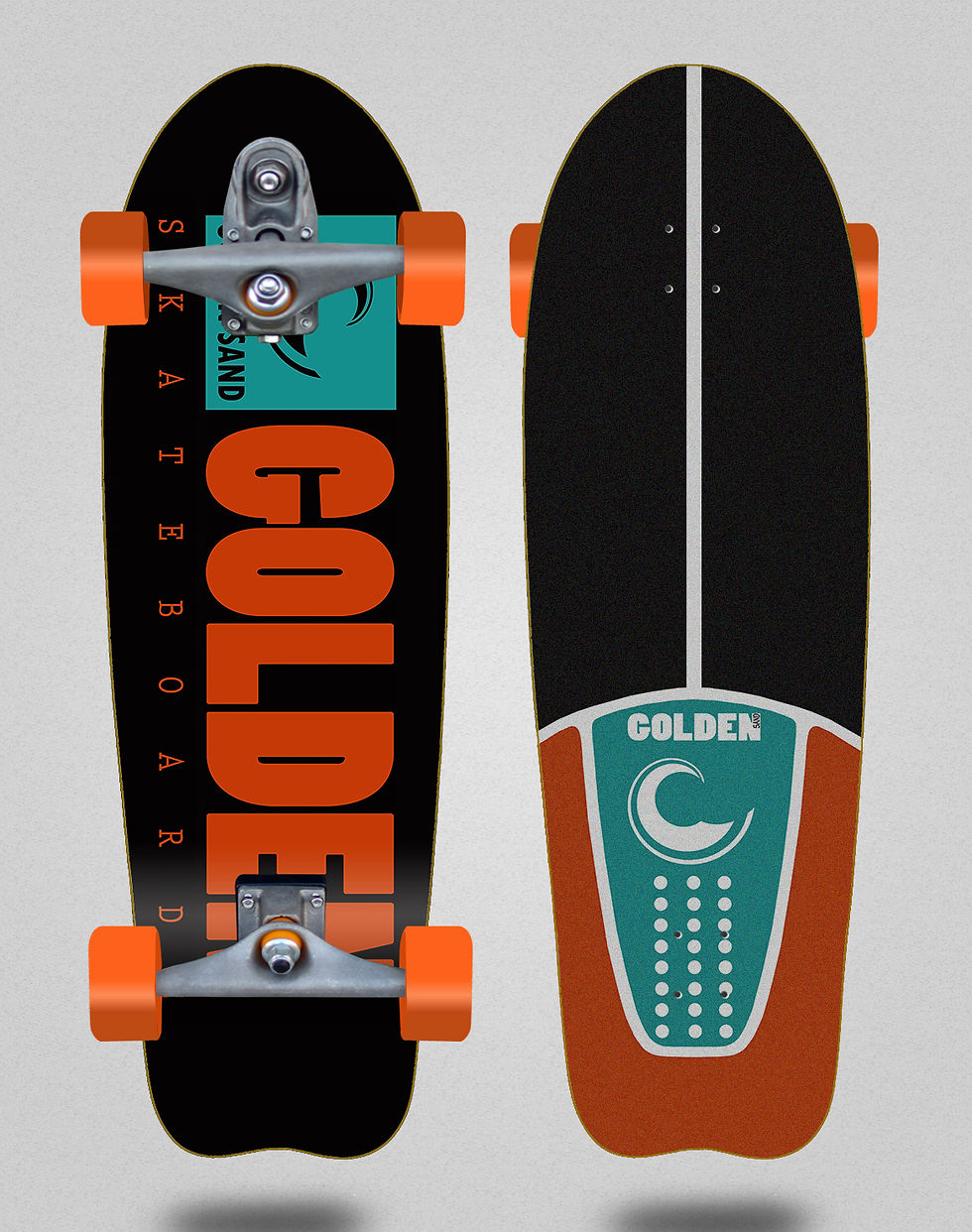 Thumbnail: Golden Sand surfskate T12 trucks Icon turquoise 31 fish