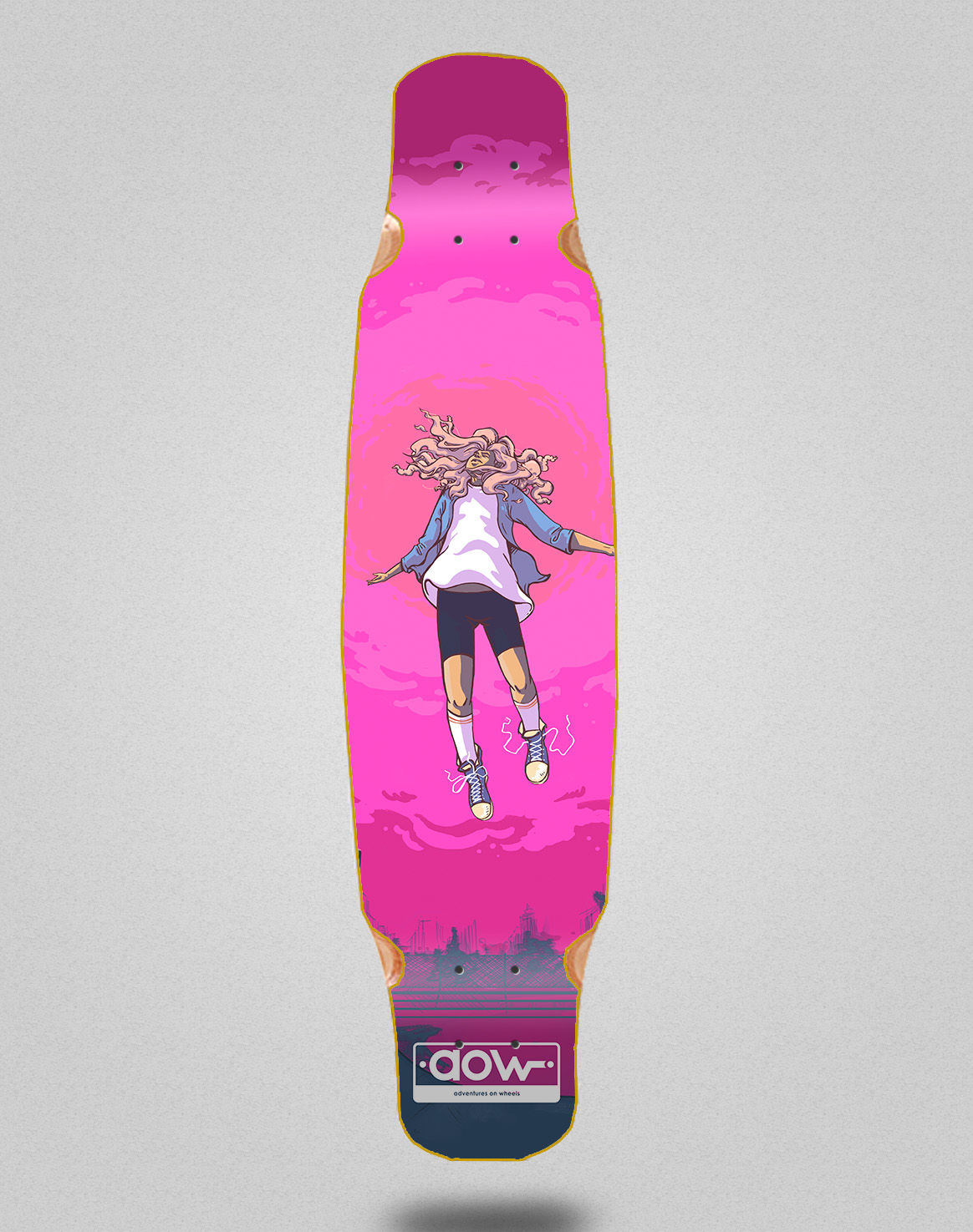 Aow Floating pink longboard deck bamboo dance 46x9