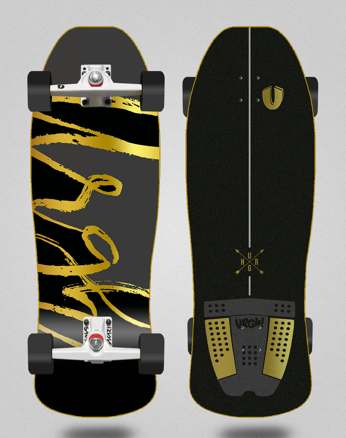Urgh surfskate SGI trucks - Tone black gold Nuke 9.375x31.5