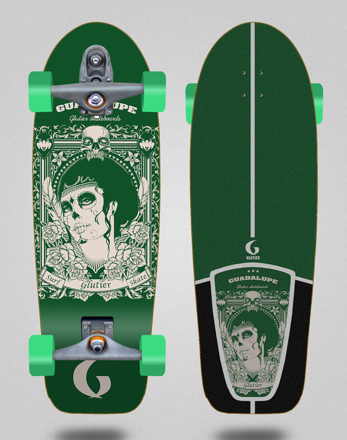 Glutier surfskate : Guadalupe green 30,5