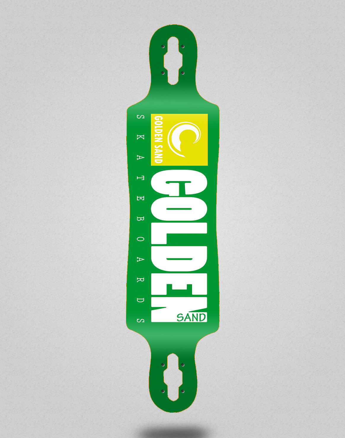 Golden Sand icon green white longboard deck 40x9