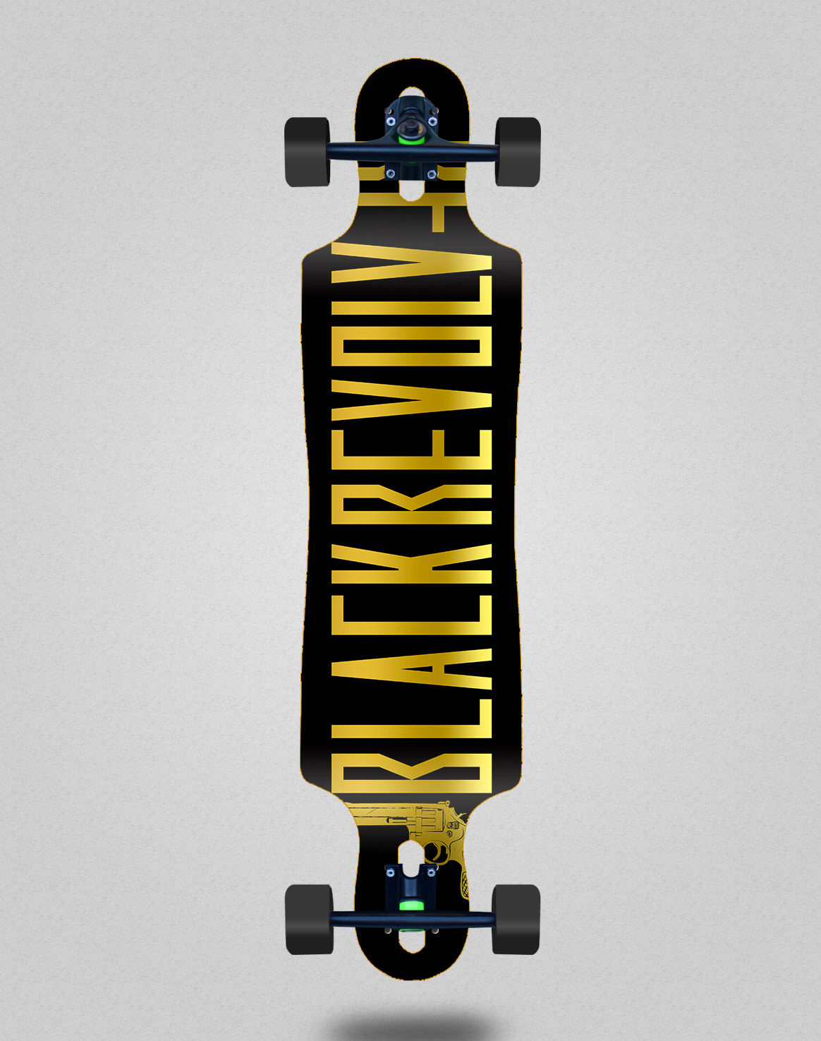 Black Revolver Color black gold longboard complete 40x9