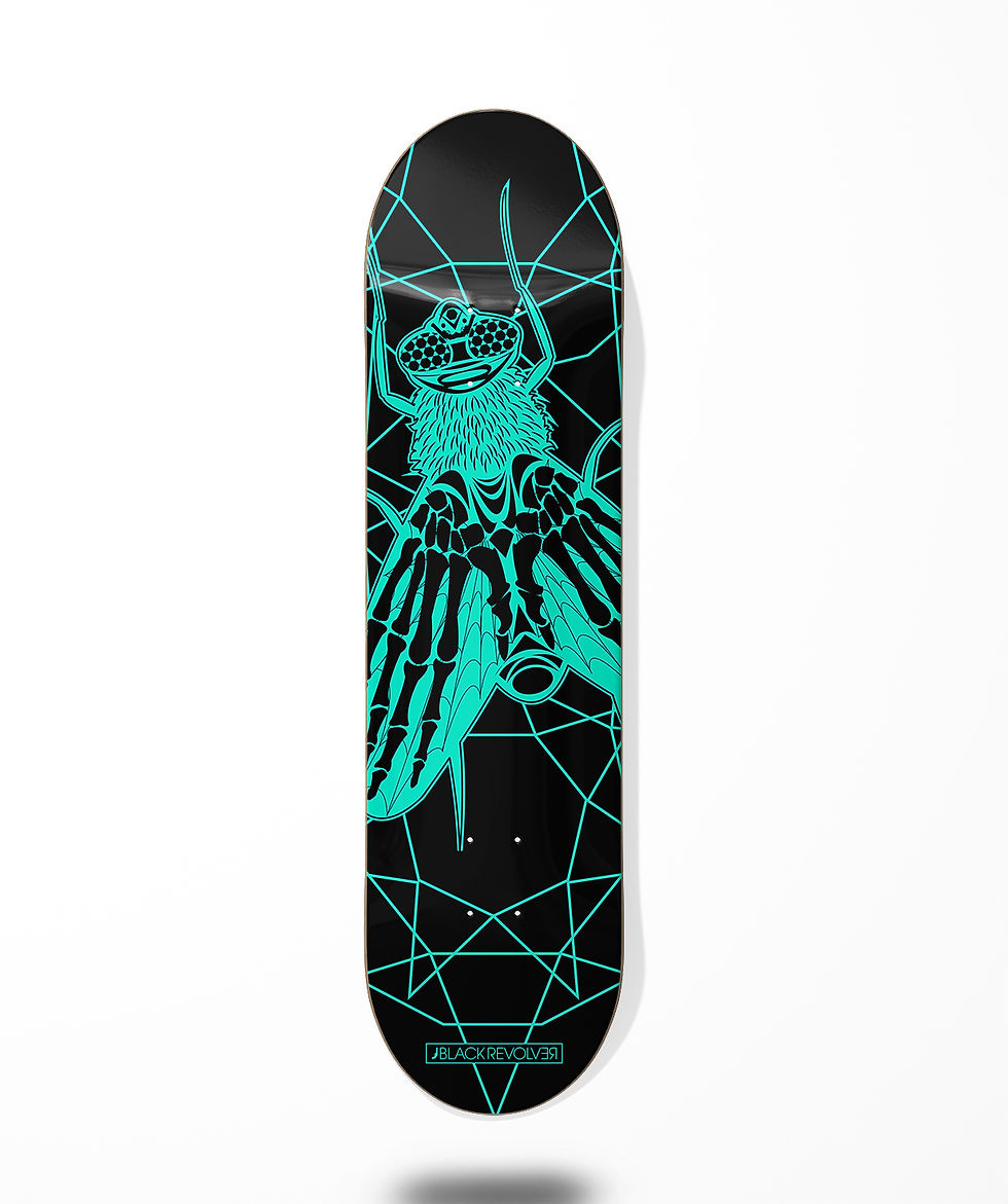 Miniatura: Black Revolver skate deck Insecta collective mosca black turquoise
