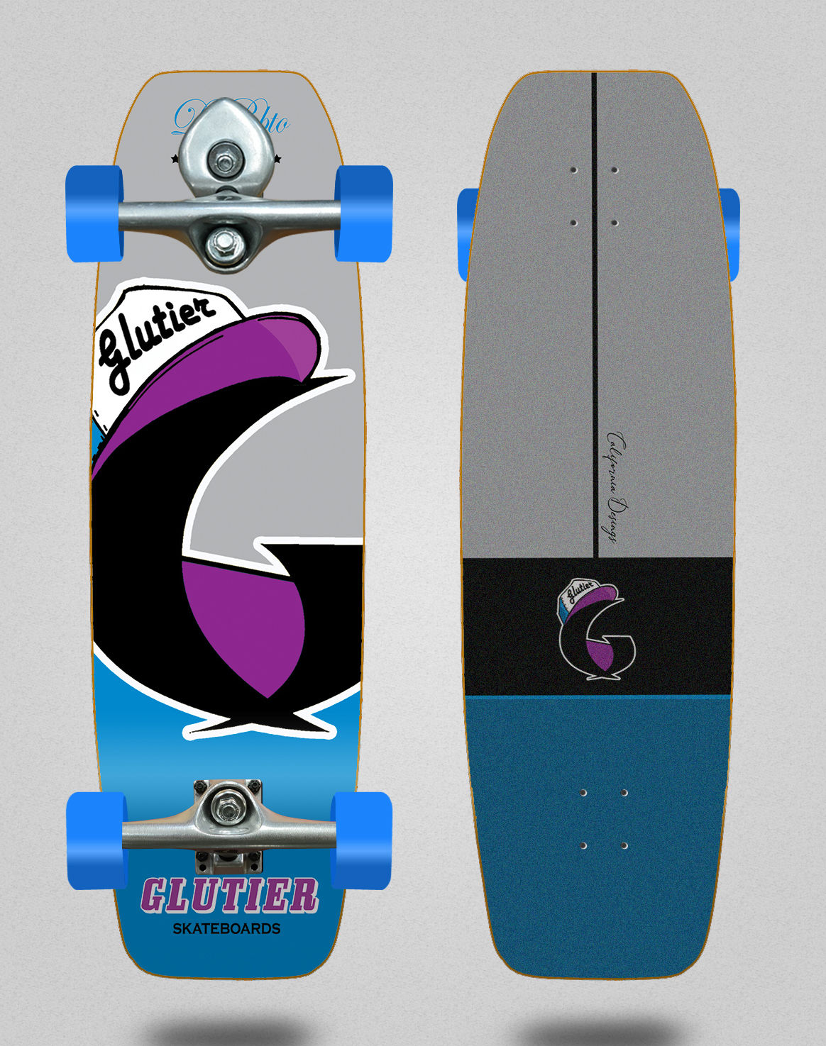 Glutier surfskate BURI trucks - California blue 31.5 fat nose