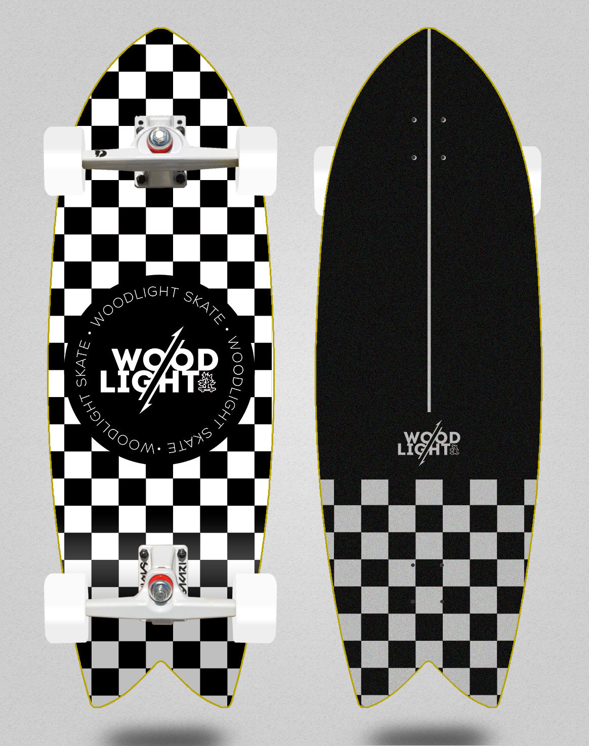 Wood light surfskate SGI trucks - Classic squares 32 fish