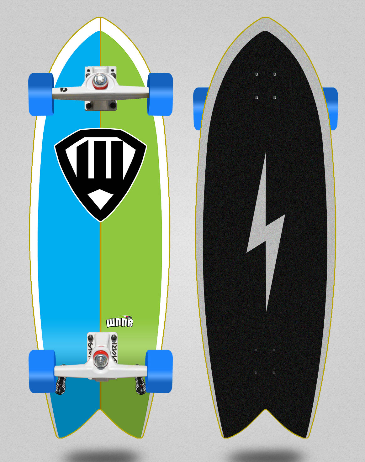 Wnnr surfskate SGI WR blue green 32 fish