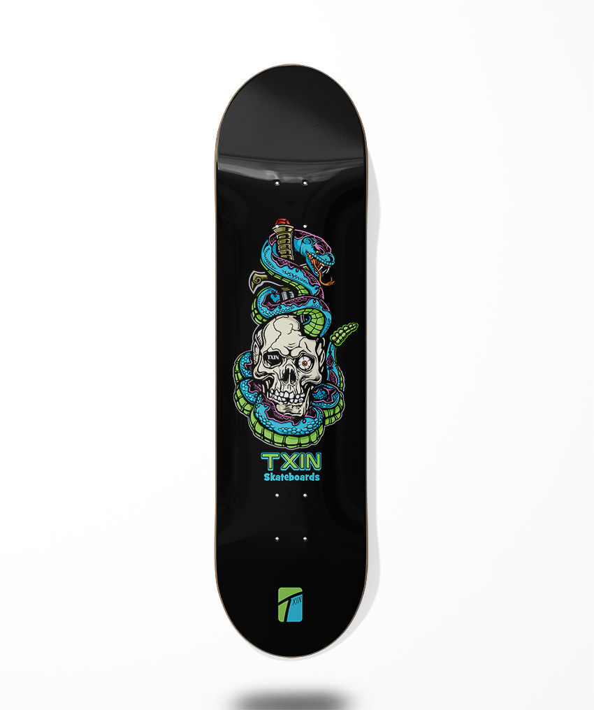 Txin Blue snake skate deck