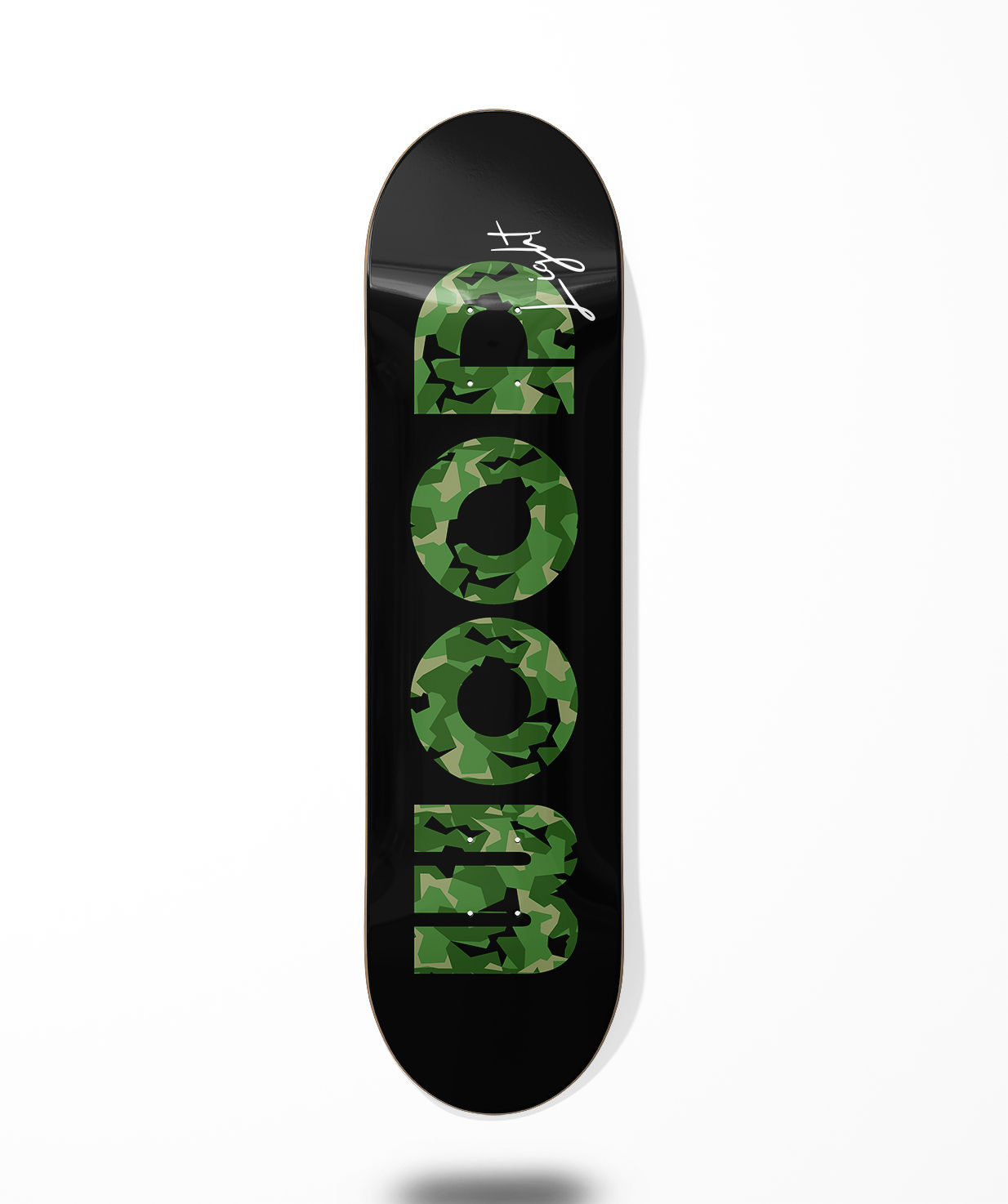 Wood light skate deck Camo icon black green