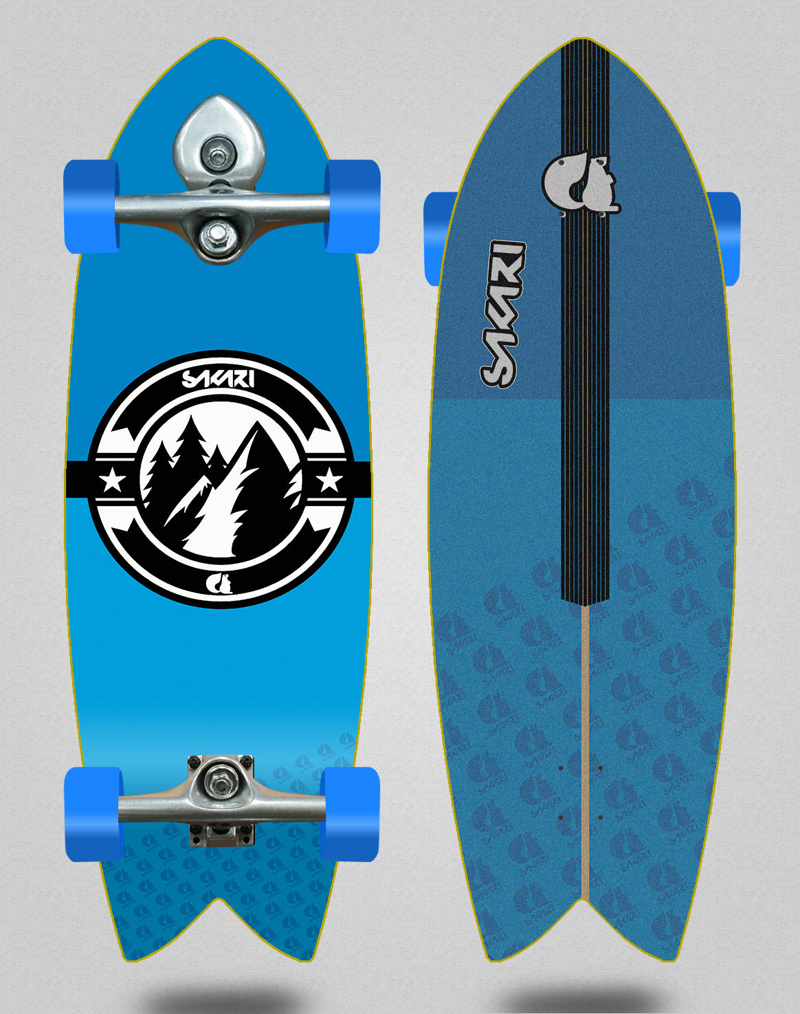 Sakari surfskate BURI trucks - Downhill juice blue 32 fish