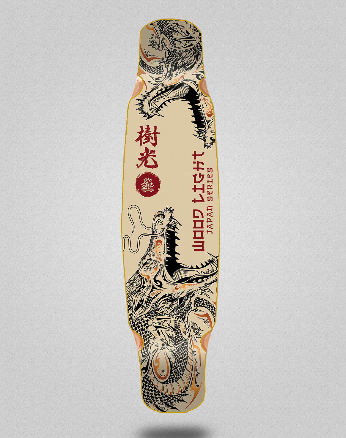 Wood light japan series Dragons longboard deck bamboo dance 46x9