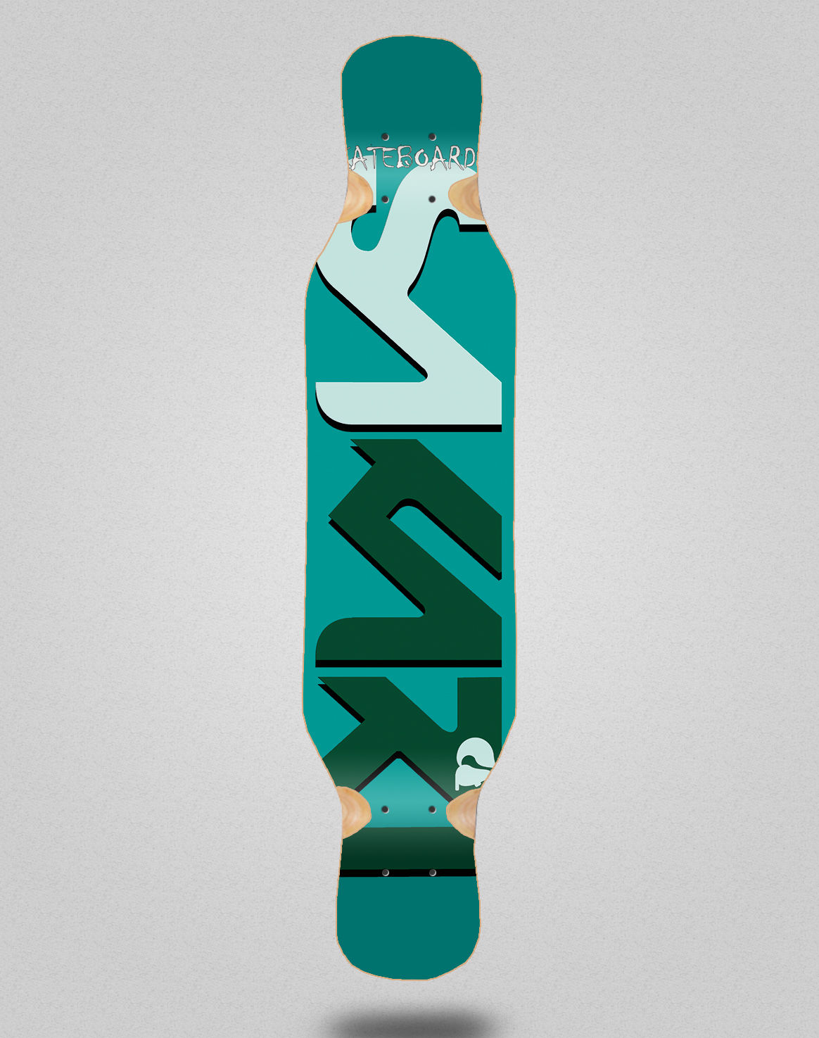 Sakari Logo blue green longboard deck 46x10