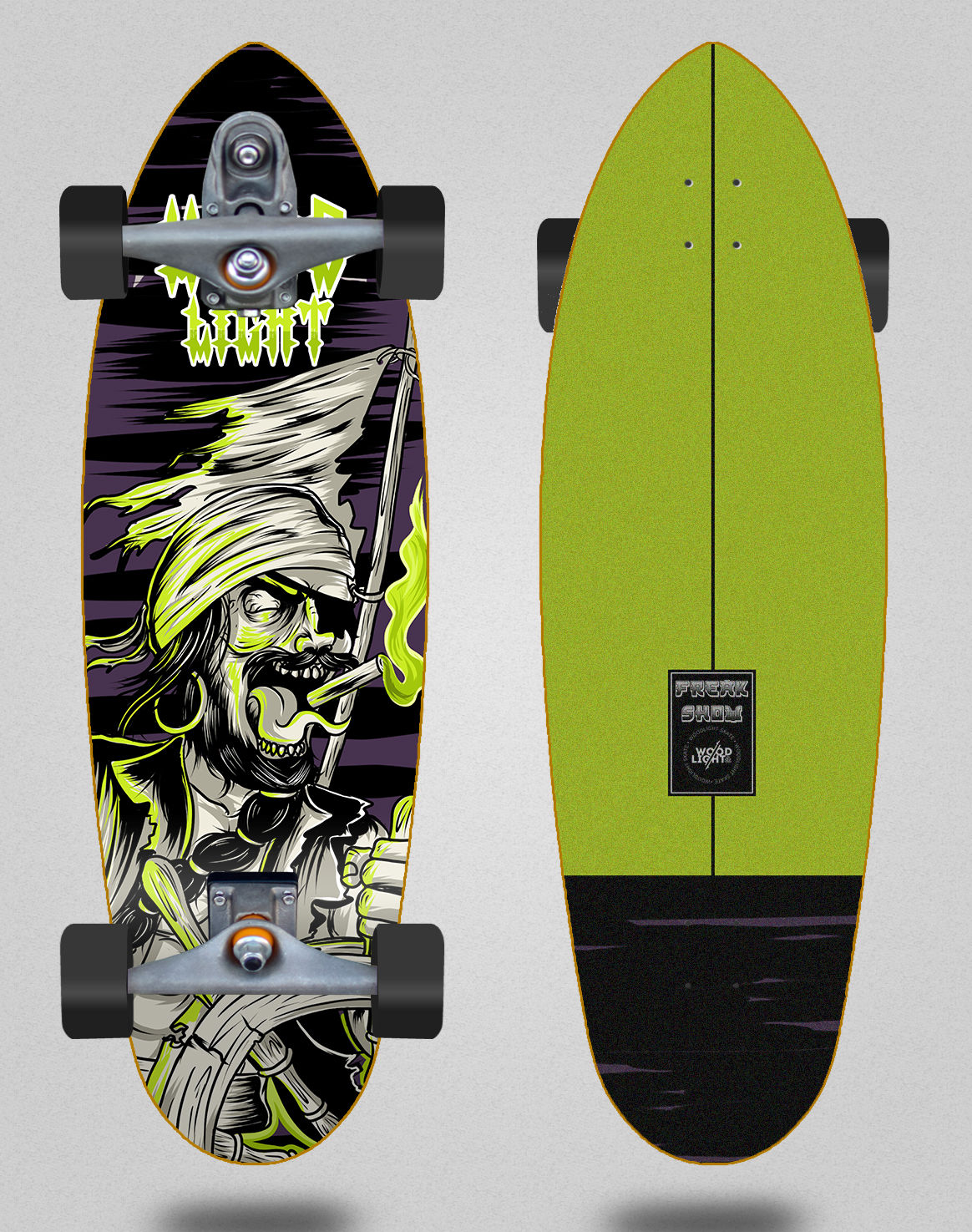 Wood light surfskate T12 trucks - Freak Show Pirate 32,5 Deep