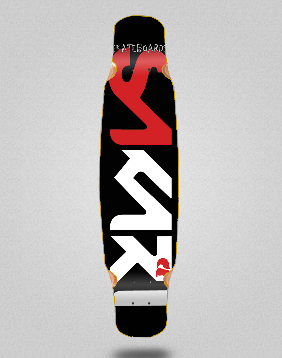 Sakari Logo red white longboard deck dance 46x9