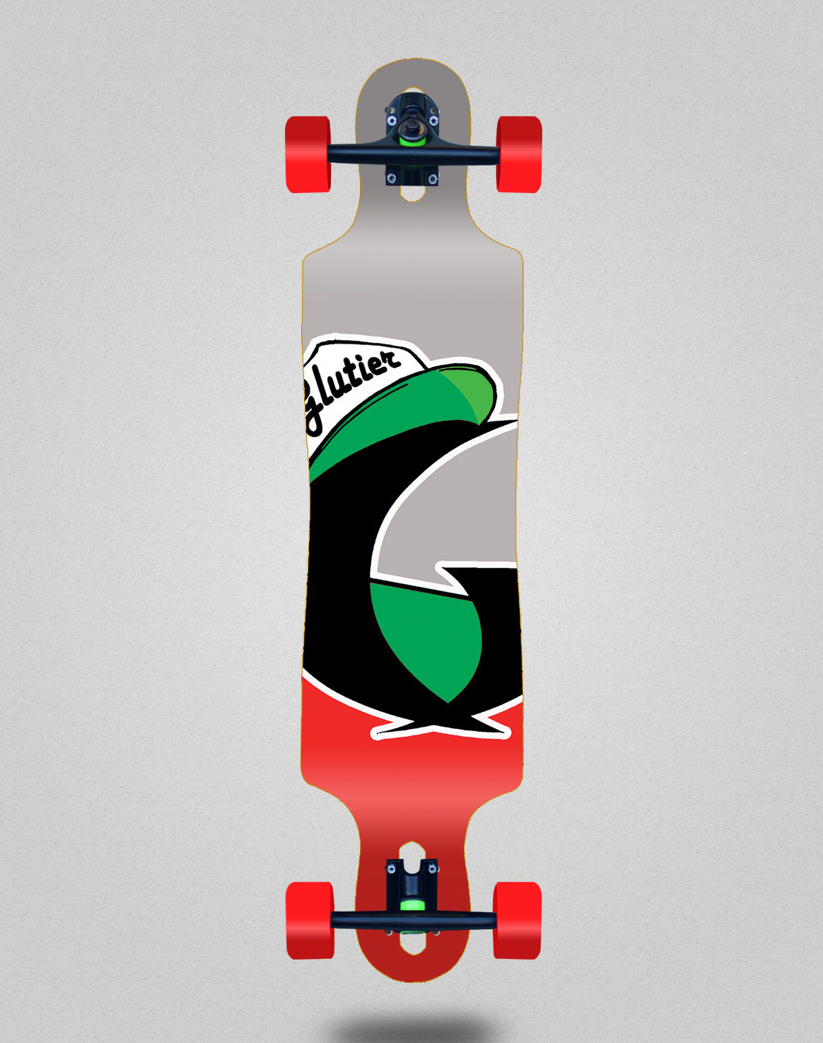 Glutier California red longboard complete 40x9