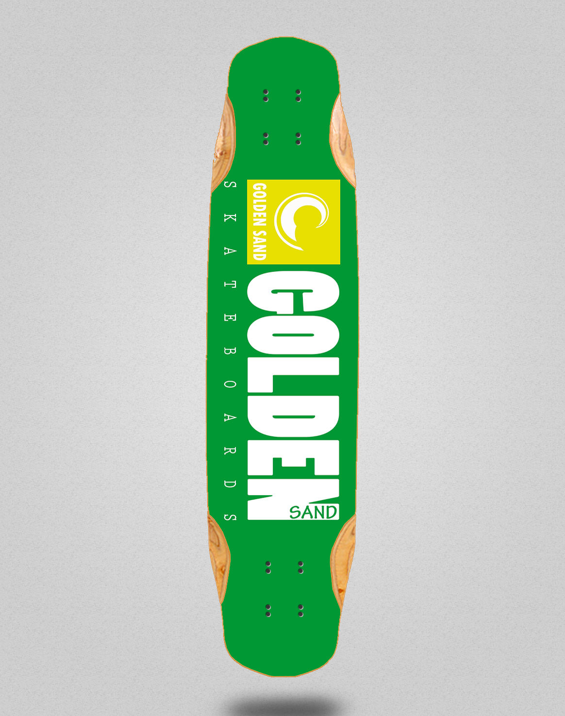 Golden Sand icon green white longboard deck 38x8.45