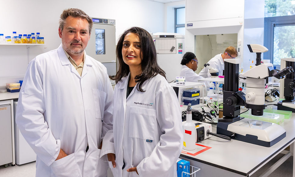 Dr Fozia Saleem, CEO and Dr Chris Saunter CTO at Magnitude Biosceince