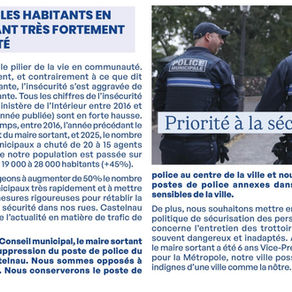 La sécurité doit être une priorité à Castelnau-le-Lez. Les chiffres sont publics et sur le site du ministère de l’intérieur. Non au déni de réalité et oui à l’action ! Protégeons Castelnau