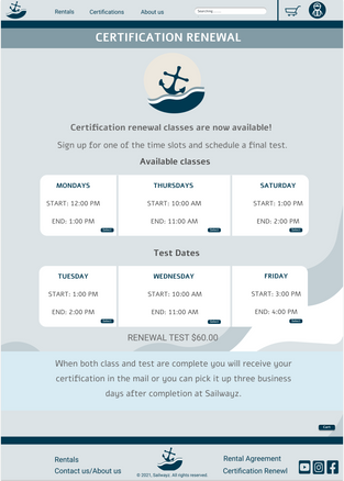 Certification Renewal page