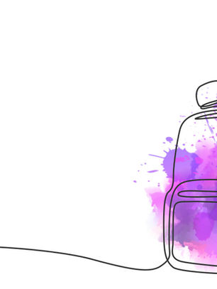 A minimalist school backpack with a splash of purple paint