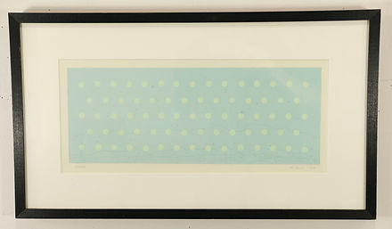 archipelago 1997 13" x 22 3/4" acrylic on topographical maps blue green artwork painting Bill Byers