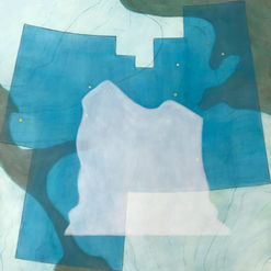 profile in ice (leo) acrylic on wood panel 20" x 20" 2020 abstract painting by artist bill byers maps icebergs glacier global warming climate change crisis constellation modern art