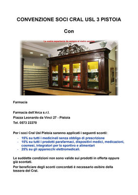 Convenzione Farmacia dell’Arca s.r.l. – Pistoia