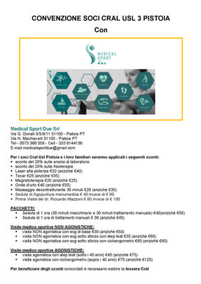 Convenzione Medical Sport Due - Pistoia