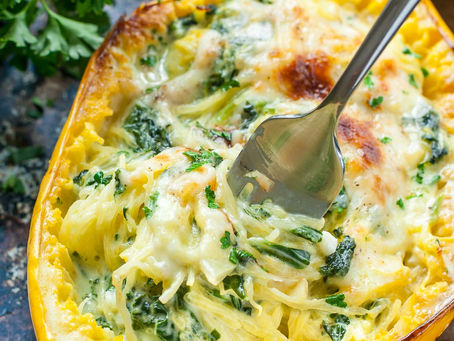 Cheesy Garlic Parmesan Spinach Spaghetti Squash