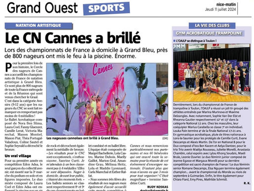 [PRESSE] Le CN Cannes a Brillé