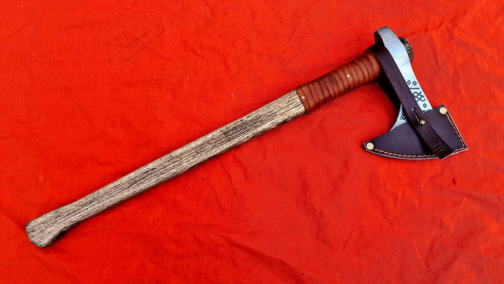 Thumbnail: Damascus tomahawk with engraved head