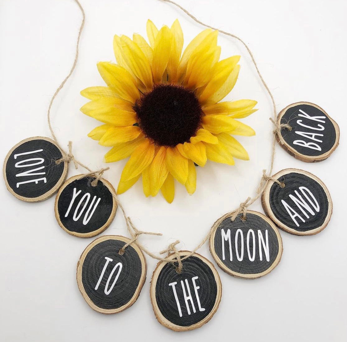 Love You To The Moon & Back Woodslice Bunting
