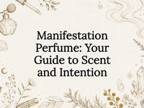 Decorative title card illustration with botanicals and perfume tools