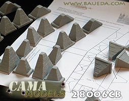 Thumbnail: 28mm "Dragon's Teeth" - 36 pieces anti-tank reinforced concrete barrier (German)