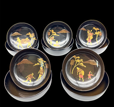 Edo Period Wajima Lacquer Bowls Set (1603-1868)